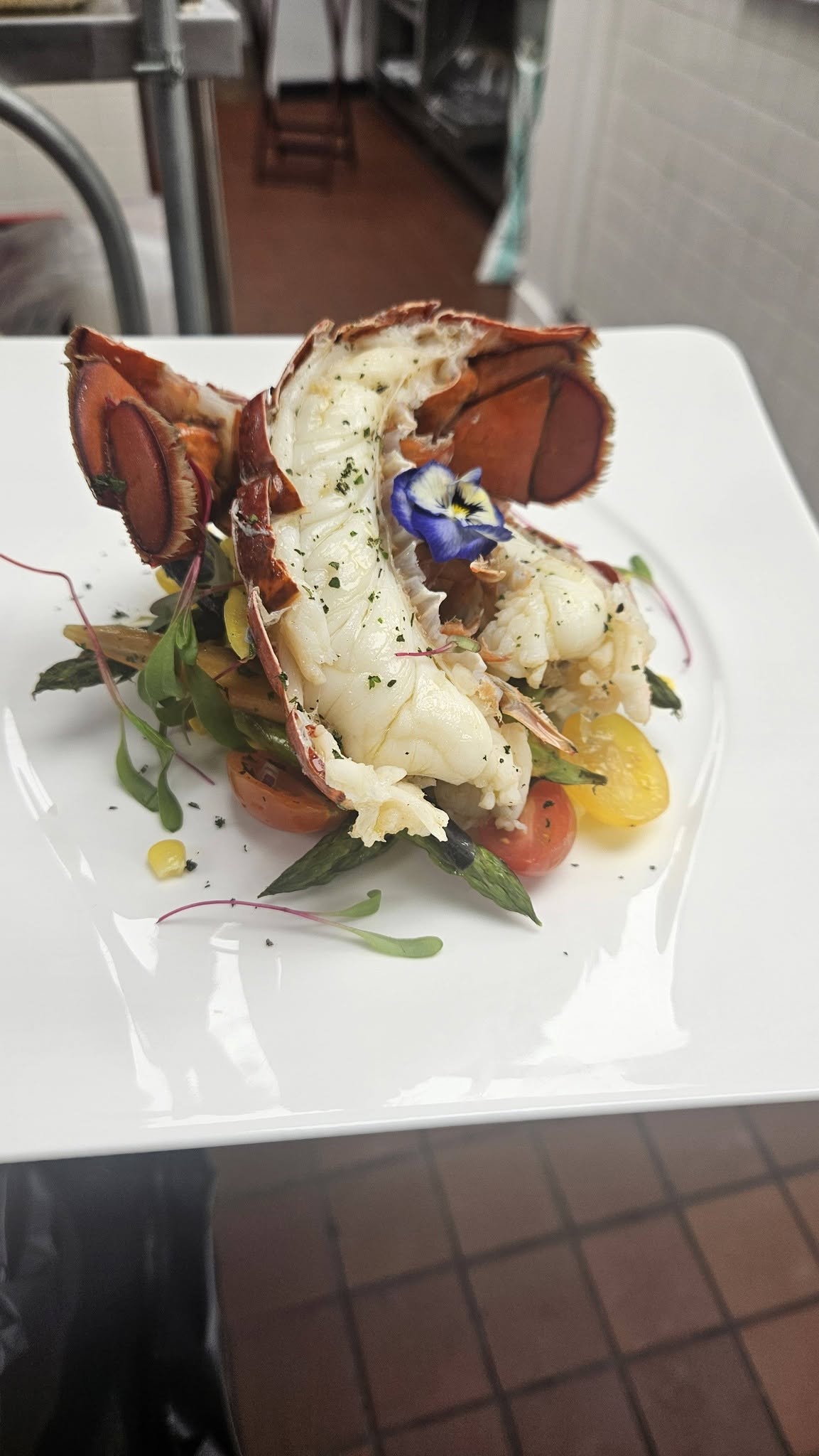 Plated lobster tail